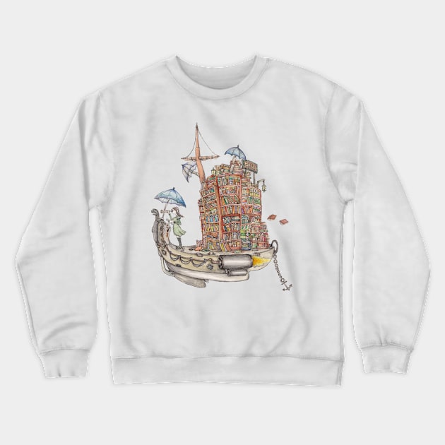 Library Boat Crewneck Sweatshirt by Dishalu